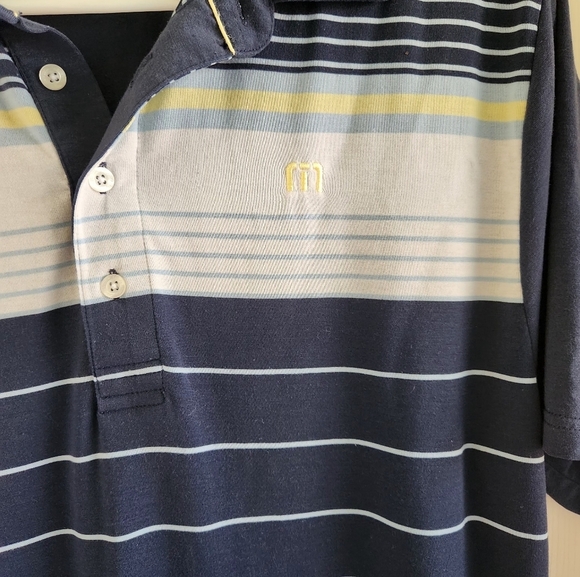 Travis Mathew Striped Navy Polo Golf Shirt Size M - Picture 4 of 8